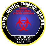 NWCOA Zoonotic Standards Certified seal, National Wildlife Control Operators Association
