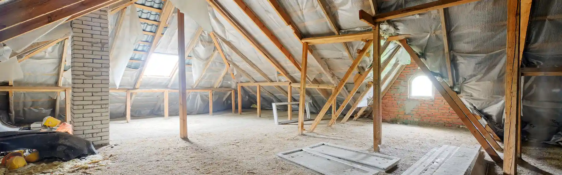 A damaged attic during restoration by Animal Remover in Cincinnati, OH