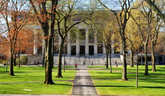 Students walking into educational facility