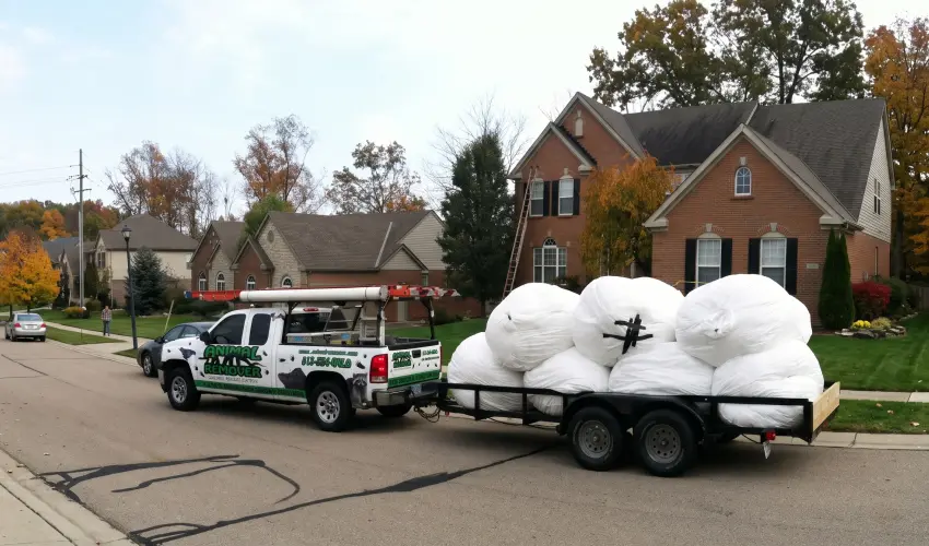 Animal Remover service truck hauling away materials. If you're looking for an animal control provider, look no further than Animal Remover in Cincinnati, OH.