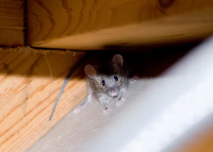Small house mouse in an Ohio attic.